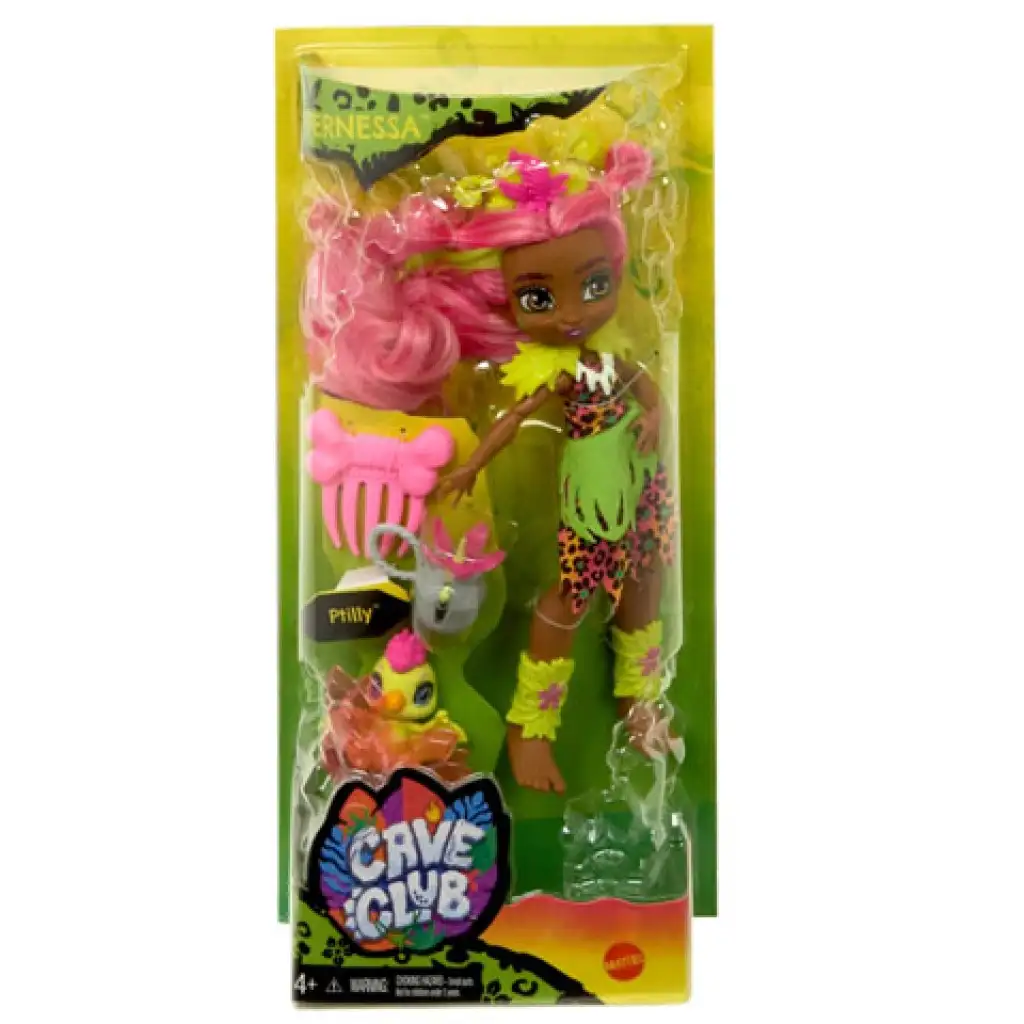 Cave Club: Fernessa játékszett Ptilly őslénnyel - Mattel kép 1