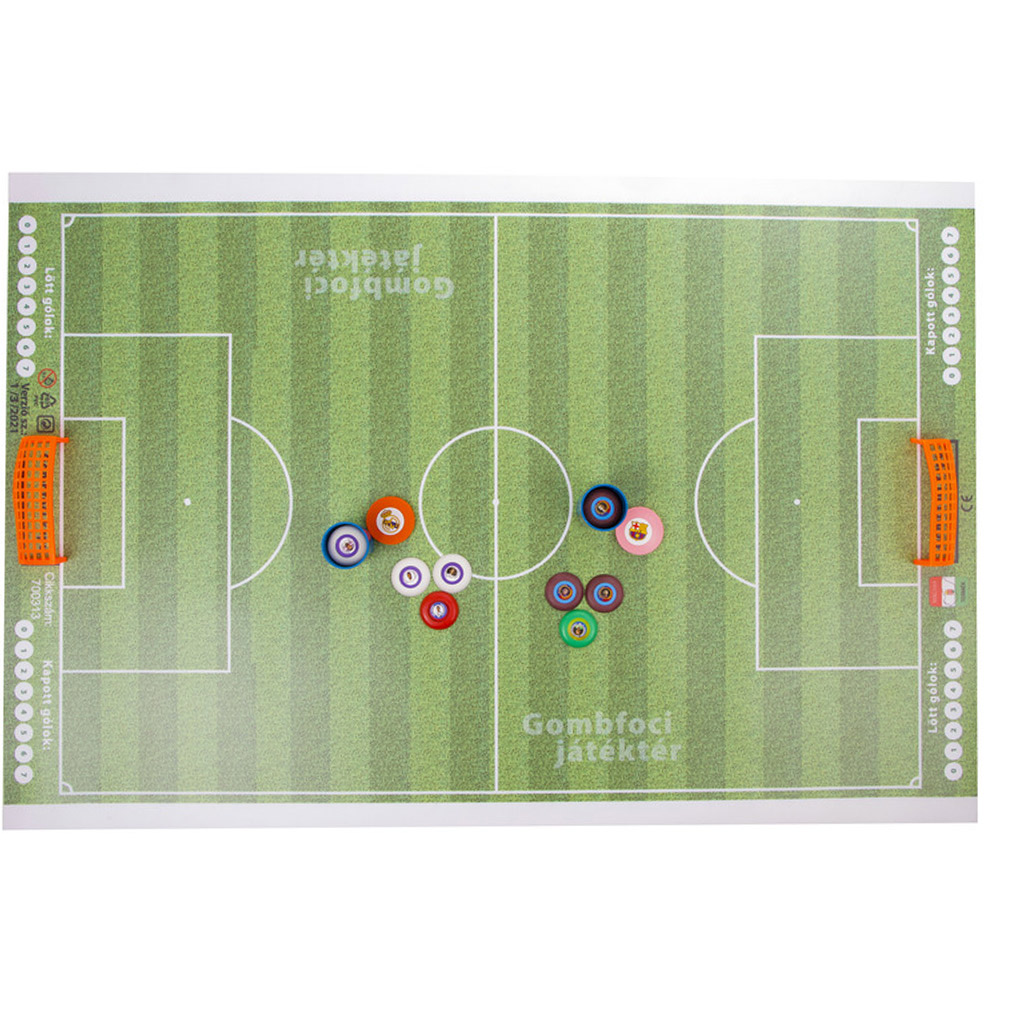 Gombfoci pálya szett 90×55 cm tárolóval és csapatokkal kép 2