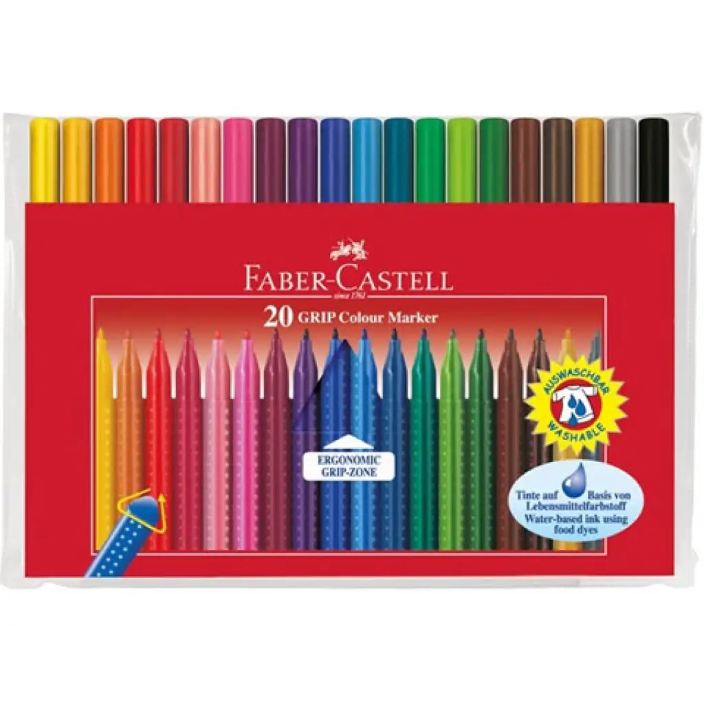 Grip színes kimosható filctoll 20db-os szett - Faber-Castell kép 1