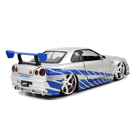 Halálos iramban: Brian's 2002 Nissan Skyline GT-R (BNR34) autómodell 1/24 - Simba Toys kép 3