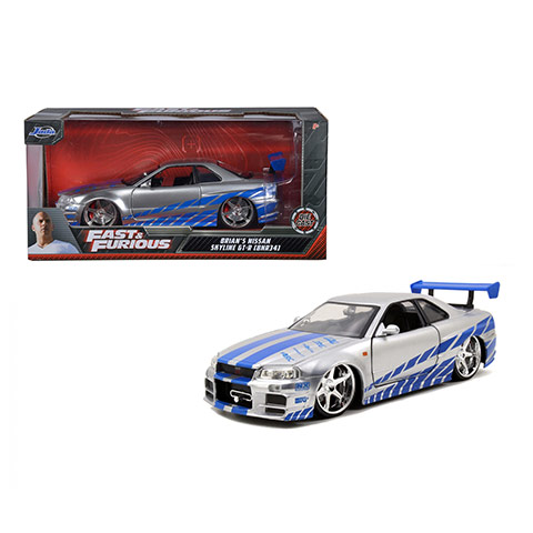 Halálos iramban: Brian's 2002 Nissan Skyline GT-R (BNR34) autómodell 1/24 - Simba Toys kép 1