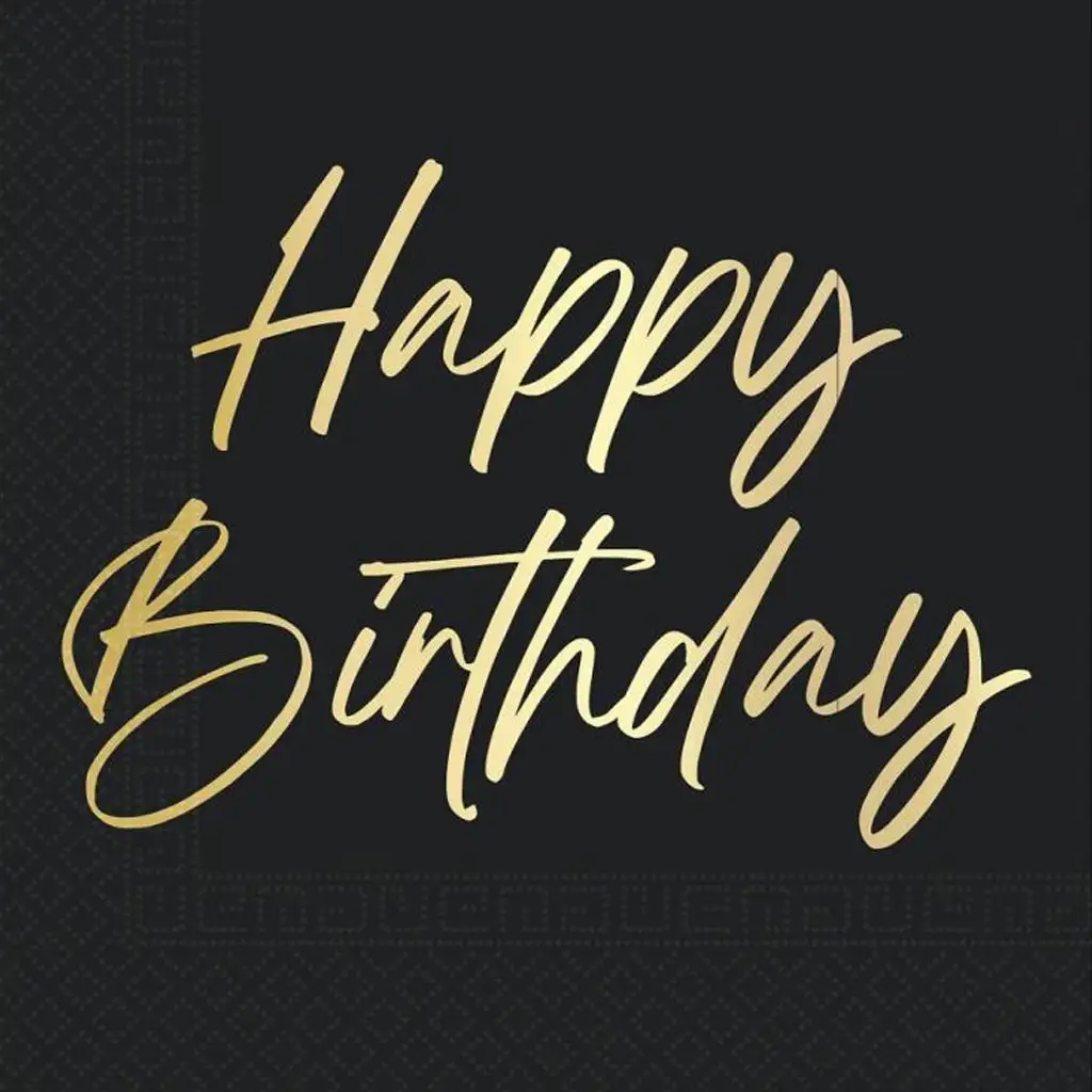 Elegáns szülinapi "Happy Birthday" feliratú papírszalvéta – 2 rétegű, 33x33 cm, 20 db kép 1