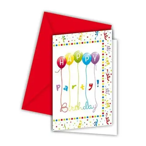 Happy Birthday parti meghívó borítékkal 6db-os kép 1