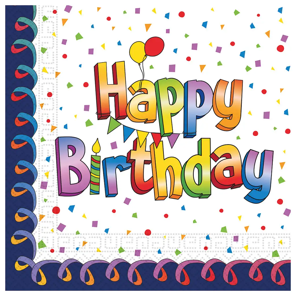 Szivárványos szülinapi "Happy Birthday" feliratú papírszalvéta 20db-os csomag kép 1