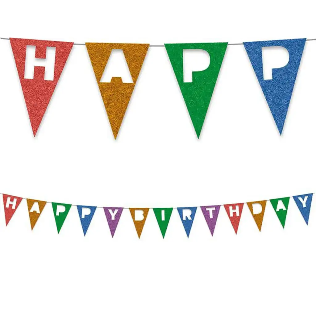 Újrahasznosítható színes banner Happy Birthday felirattal 200cm kép 1