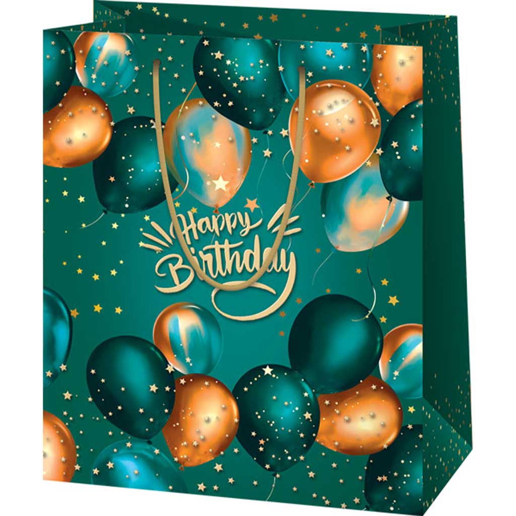 Happy Birthday zöld exkluzív közepes méretű ajándéktáska 18x23x10cm kép 1
