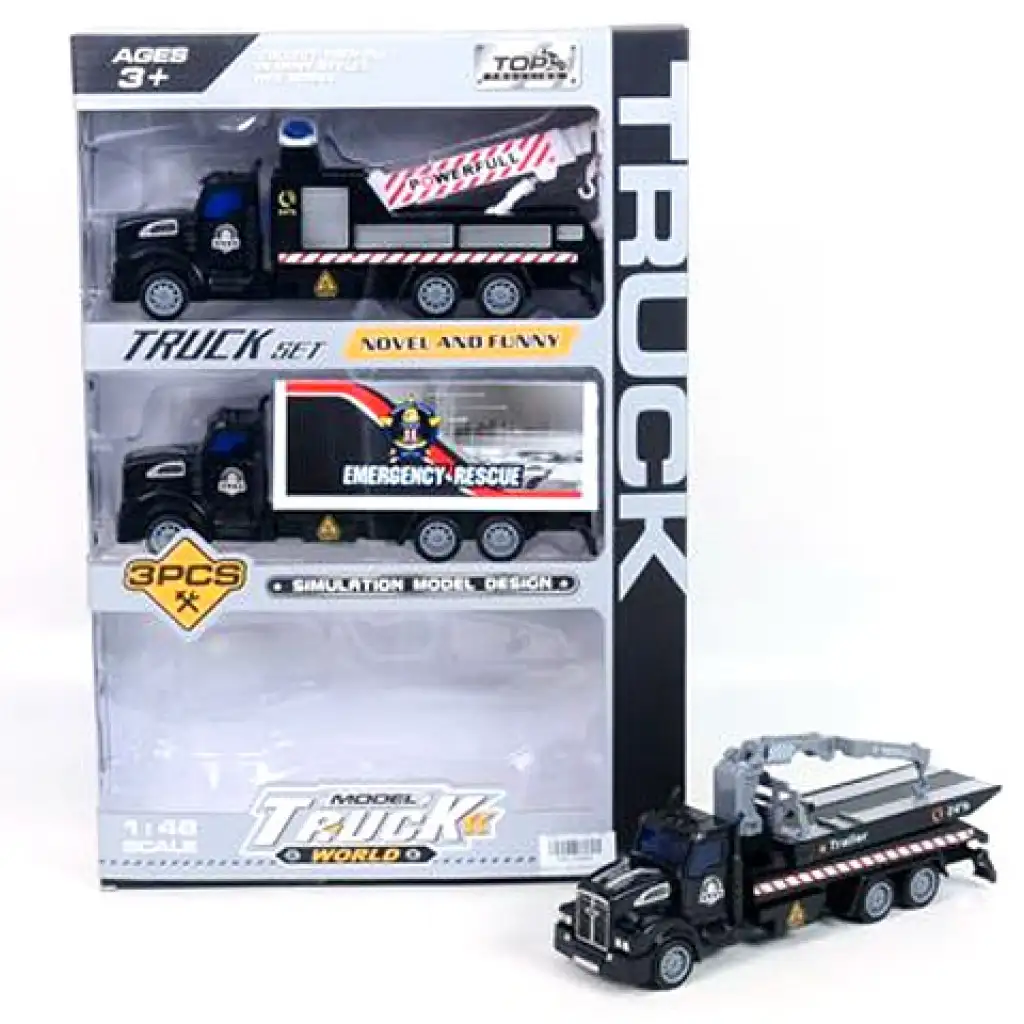 Hátrahúzós mentő kamion szett 3db-os 1:48 kép 1