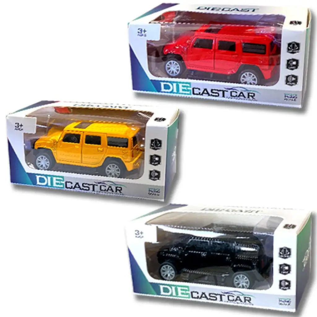 Hátrahúzós Rescue Hummer kisautó fénnyel és hanggal 1/32 többféle változatban kép 1