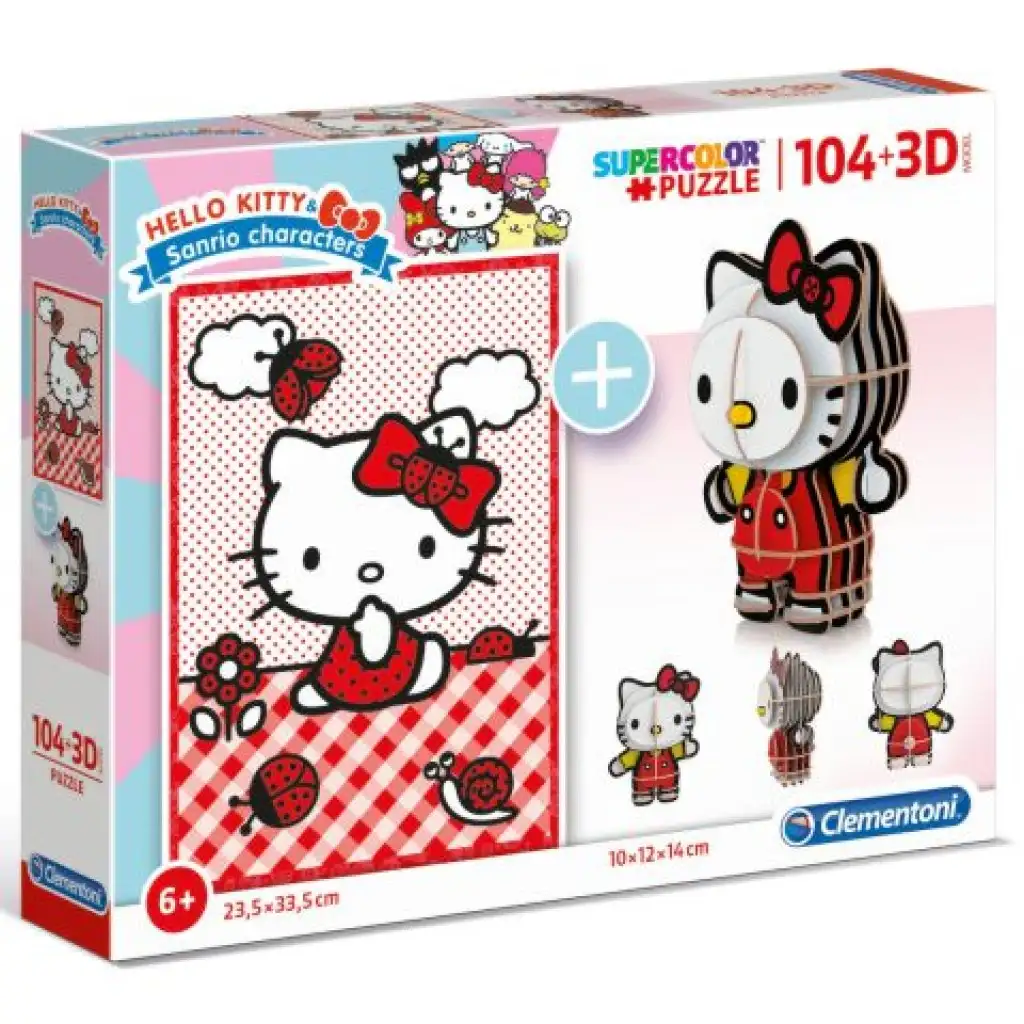 Clementoni: Hello Kitty 2 az 1-ben 104db-os puzzle és modell figura kép 1