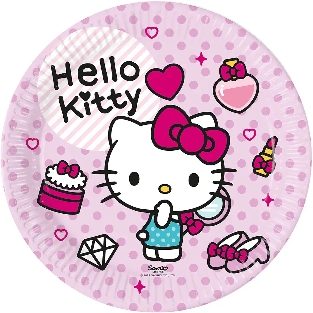Hello Kitty 8db-os papírtányér szett 23cm-es kép 1