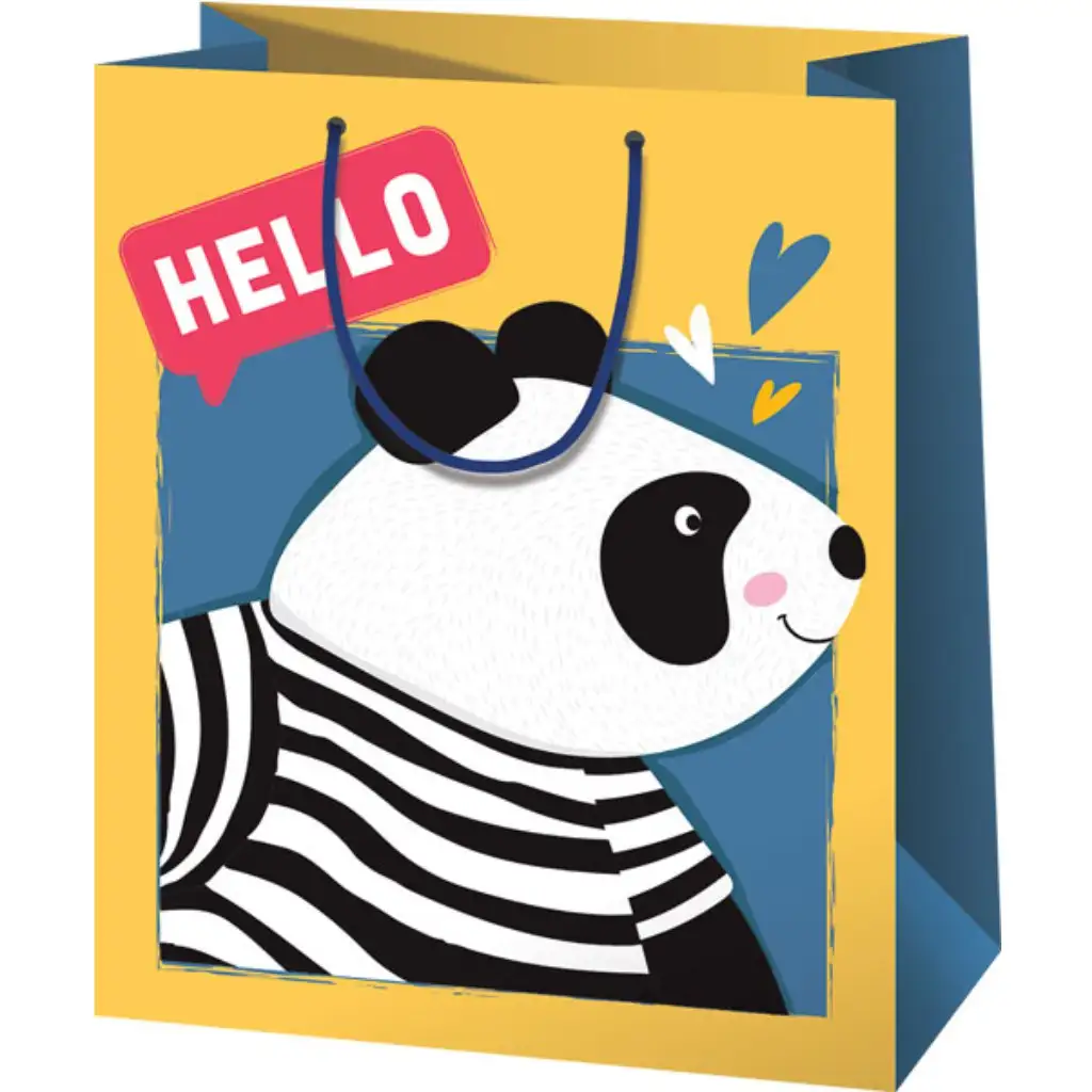 Hello panda mintás nagy ajándéktáska 33x26,7x13,7cm kép 1