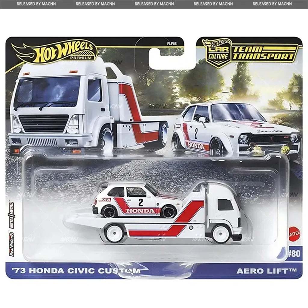 Hot Wheels: Aero Lift Prémium autószállító és 73 Honda Civic Custom kisautó 1/64 - Mattel kép 1