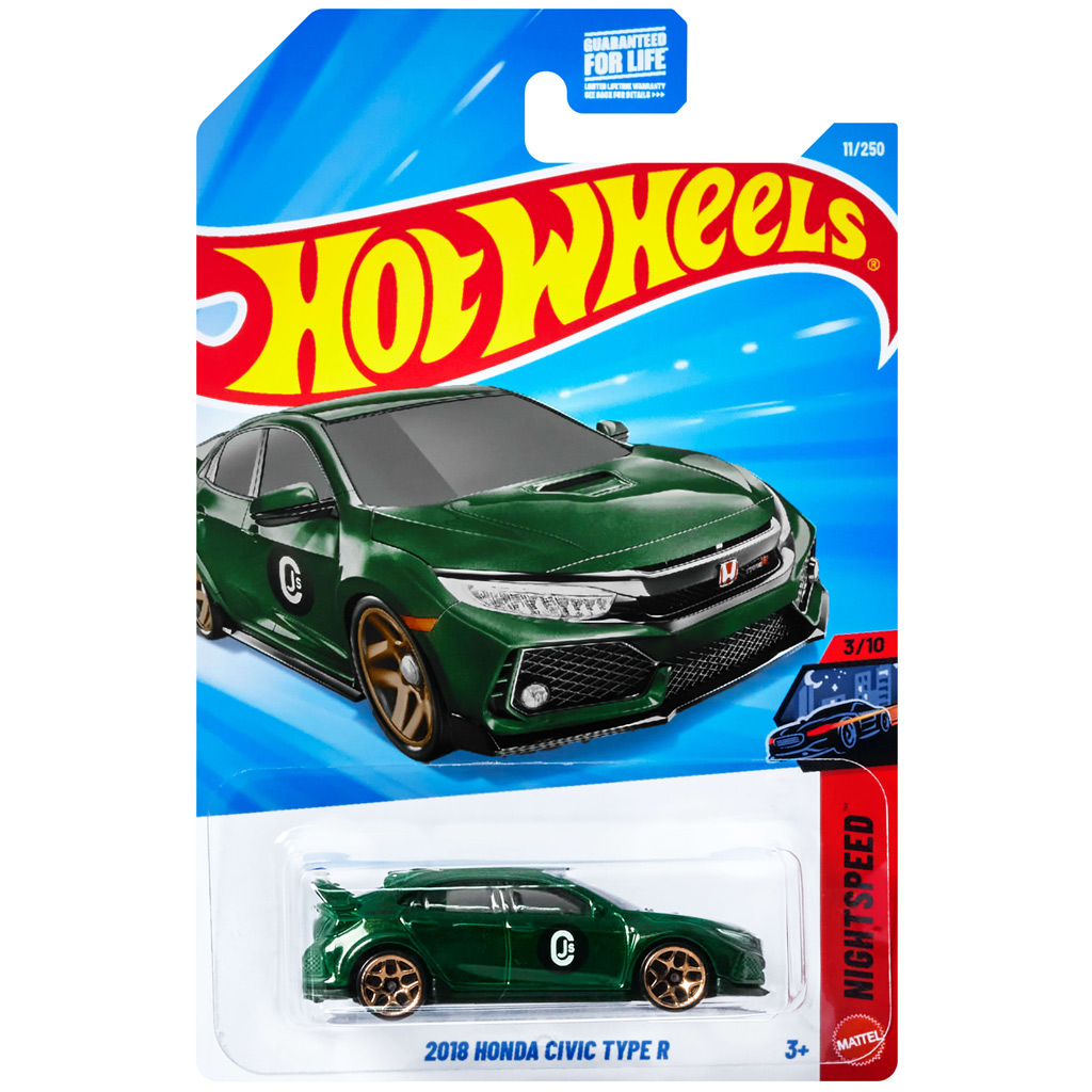 Hot Wheels: 2018 Honda Civic Type R zöld kisautó 1/64 – Mattel kép 1