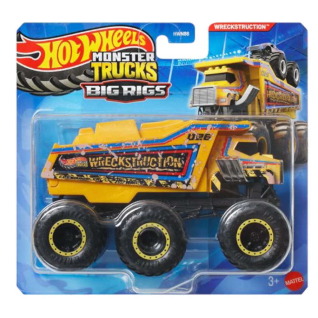 Hot Wheels Monster Trucks: Wreckstruction hatkerekű vontató kisautó 1/64 - Mattel kép 1