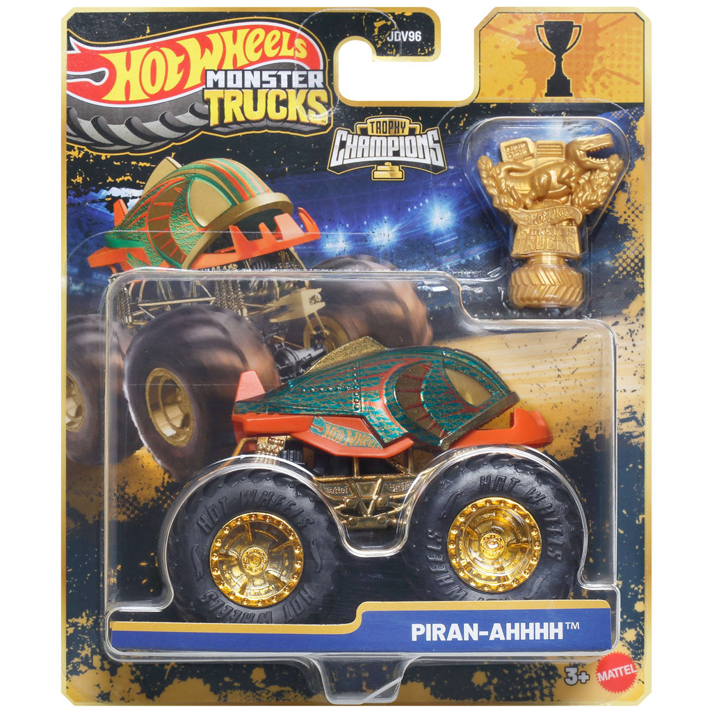 Hot Wheels Monster Trucks: Piran-Ahhh bajnok kisautó serleggel 1/64 – Mattel kép 1