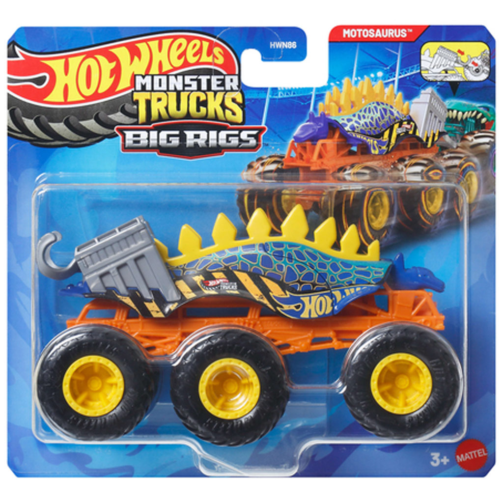 Hot Wheels Monster Trucks: Big Rigs hatkerekű Motosaurus vontató járgány 1/64 – Mattel kép 1