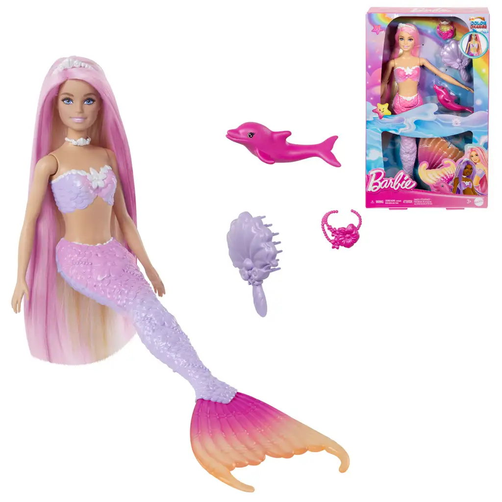 Barbie: Színváltós sellő baba kiegészítőkkel - Mattel kép 1