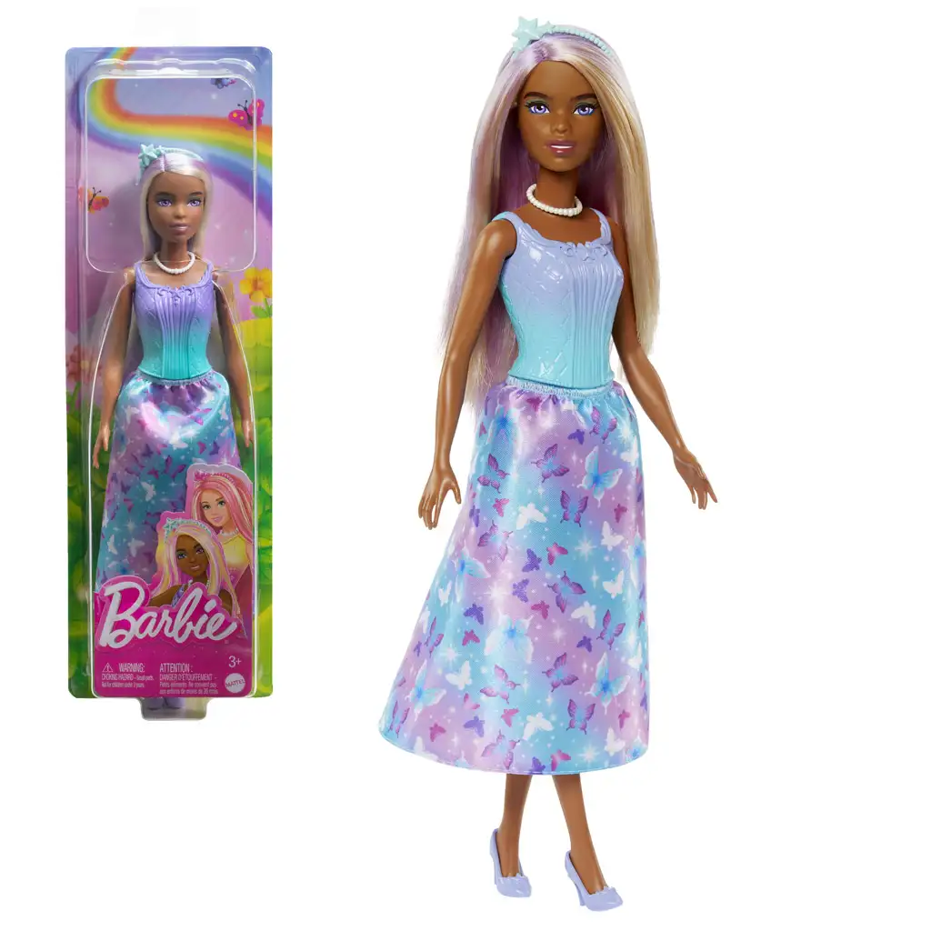 Barbie Dreamtopia: Hercegnő baba kék-lila pillangós ruhában - Mattel kép 1