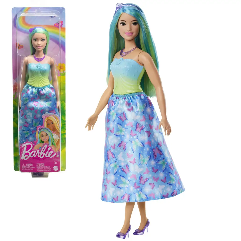 Barbie Dreamtopia: Hercegnő baba kék pillangós ruhában - Mattel kép 1