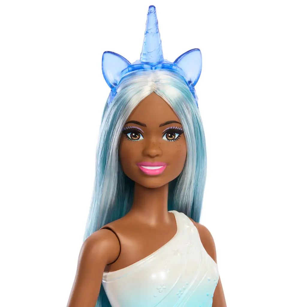 Barbie Dreamtopia: Unikornis baba kék szivárványos ruhában - Mattel kép 3
