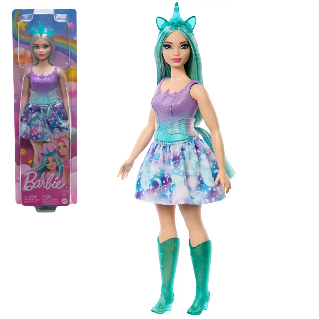 Barbie Dreamtopia: Unikornis baba kék-lila ruhában - Mattel kép 1