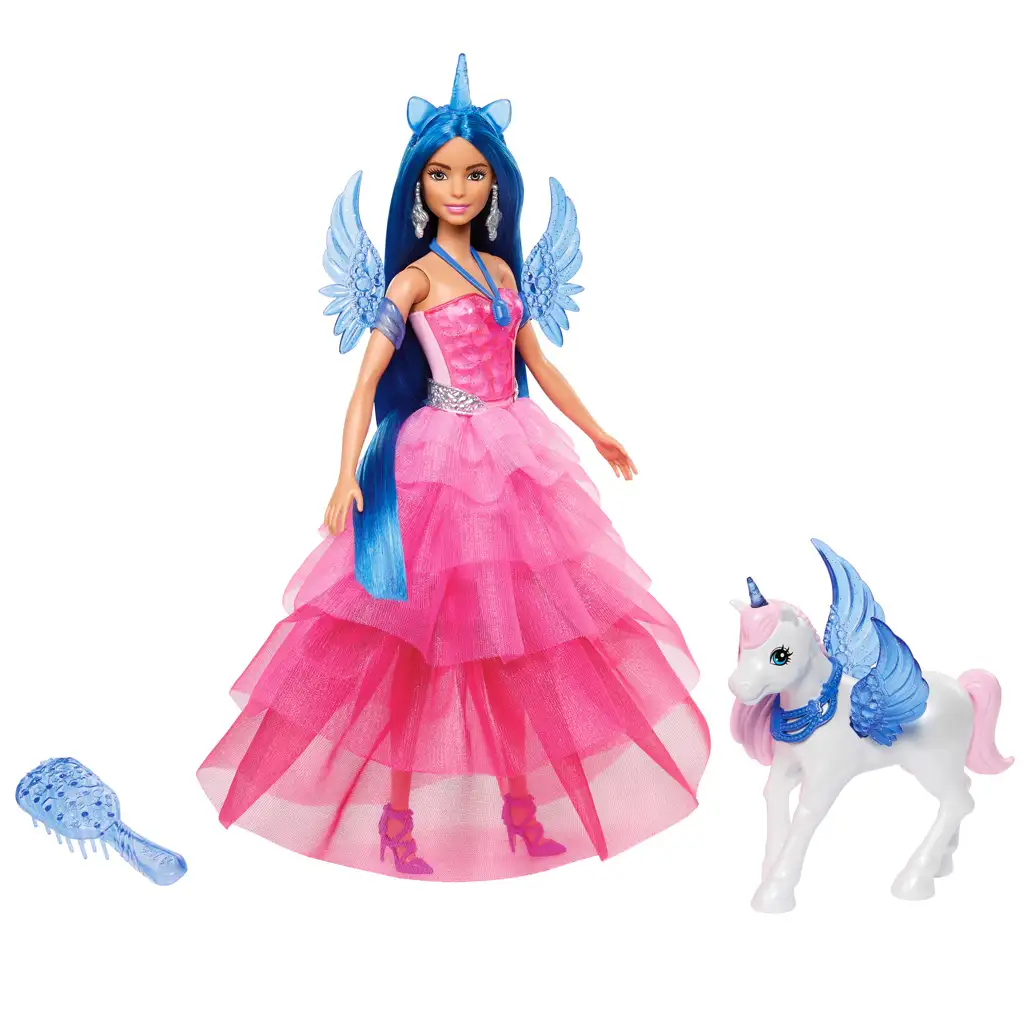 Barbie: Zafír pegazus hercegnő baba kiegészítőkkel - Mattel kép 2