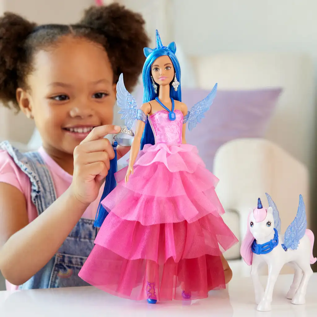 Barbie: Zafír pegazus hercegnő baba kiegészítőkkel - Mattel kép 6