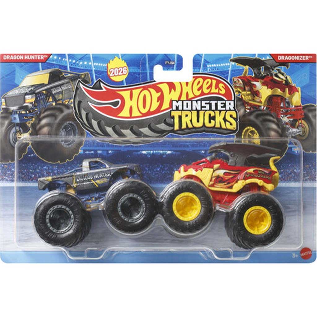 Hot Wheels Monster Trucks: Dragon Hunter vs Dragonizer kisautó 2db-os csomag 1/64 - Mattel kép 1