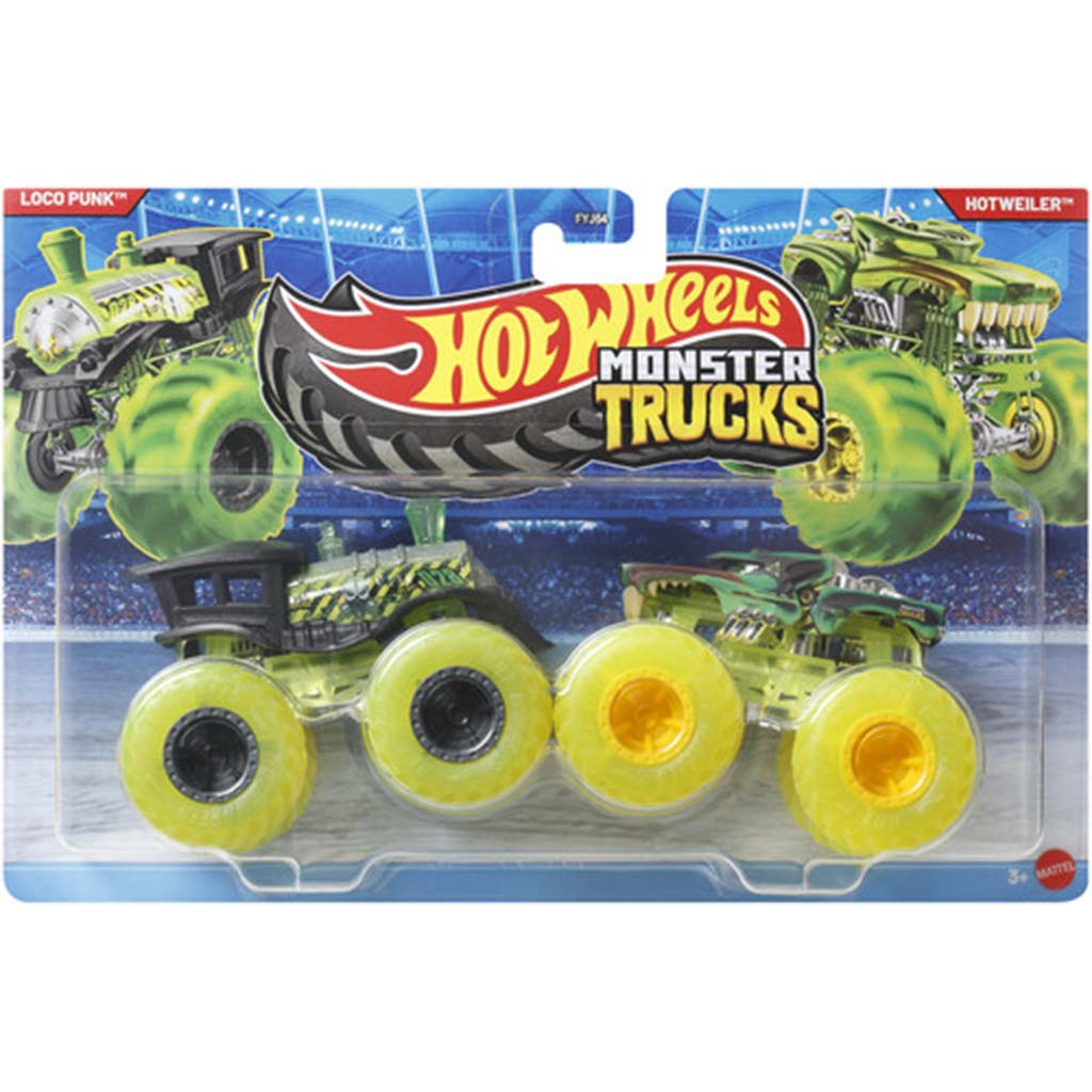 Hot Wheels Monster Trucks: Loco Punk vs Hotweiler kisautó 2db-os csomag 1/64 - Mattel kép 1
