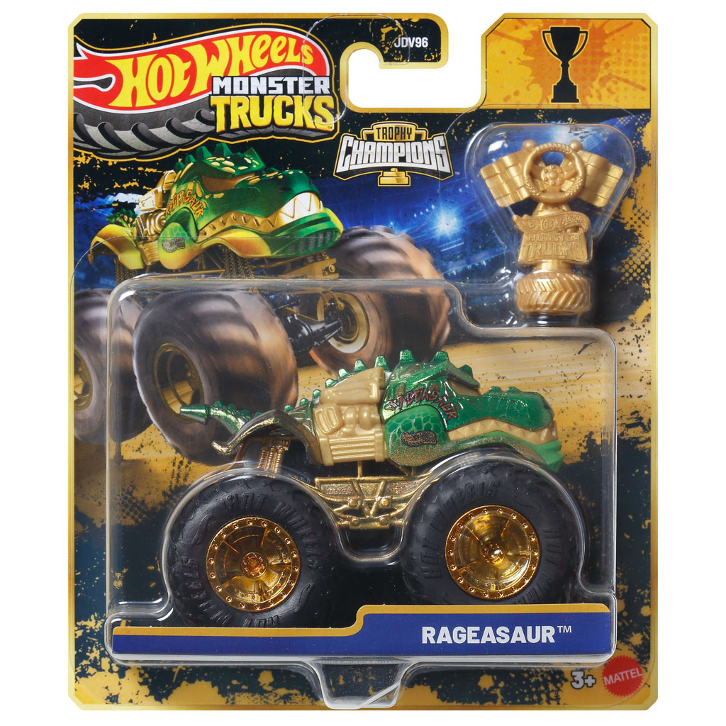 Hot Wheels Monster Trucks:Rageasaur bajnok monster kisautó serleggel 1/64 - Mattel kép 1