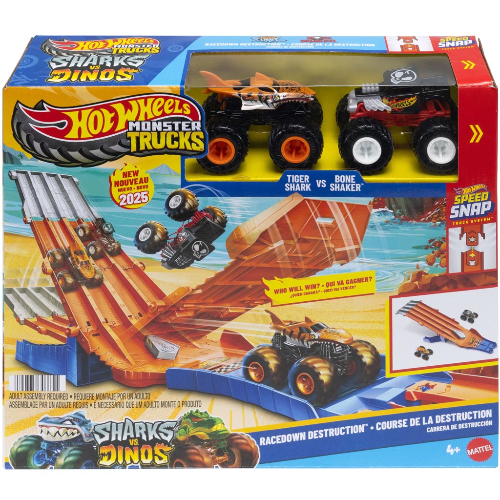Hot Wheels Monster Trucks: Hajsza pályaszett 2db kisautóval - Mattel kép 1
