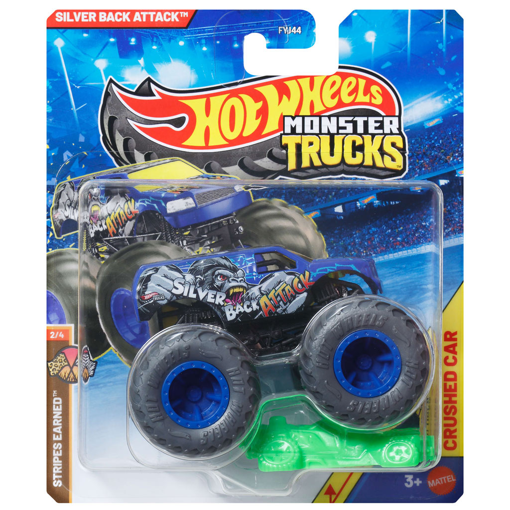 Hot Wheels Monster Trucks: Silver Back Attack monster kisautó 1/64 - Mattel kép 1
