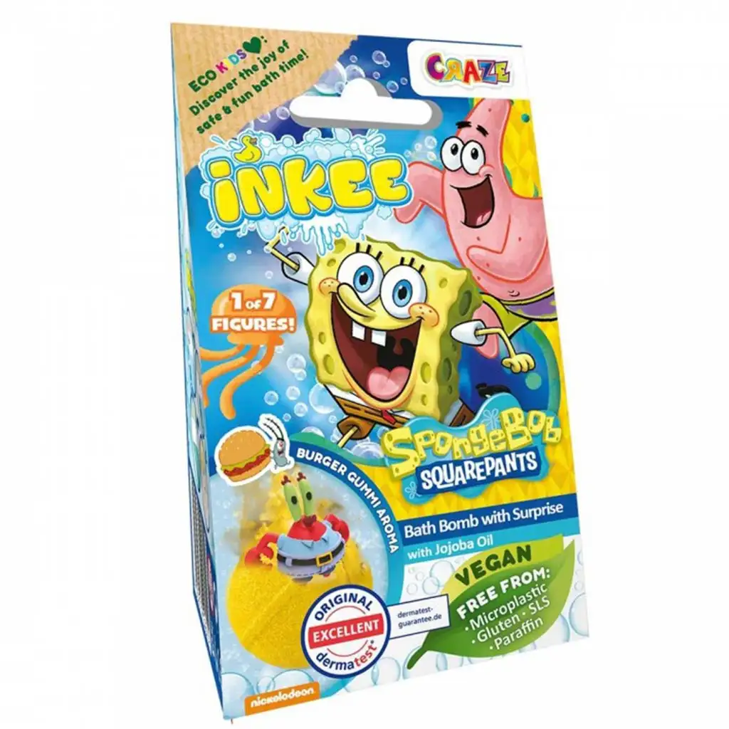 Craze Inkee: Vegán fürdőgolyó csomag gyűjthető Spongyabob mesefilm figuráikkal kép 1