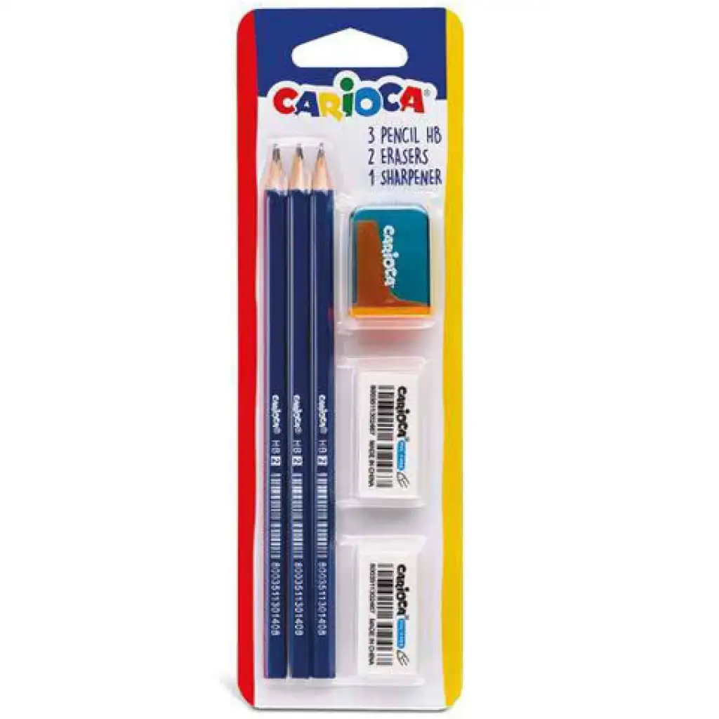 Iskolai szett 3 ceruza. 2 radír, 1 hegyező - Carioca kép 1