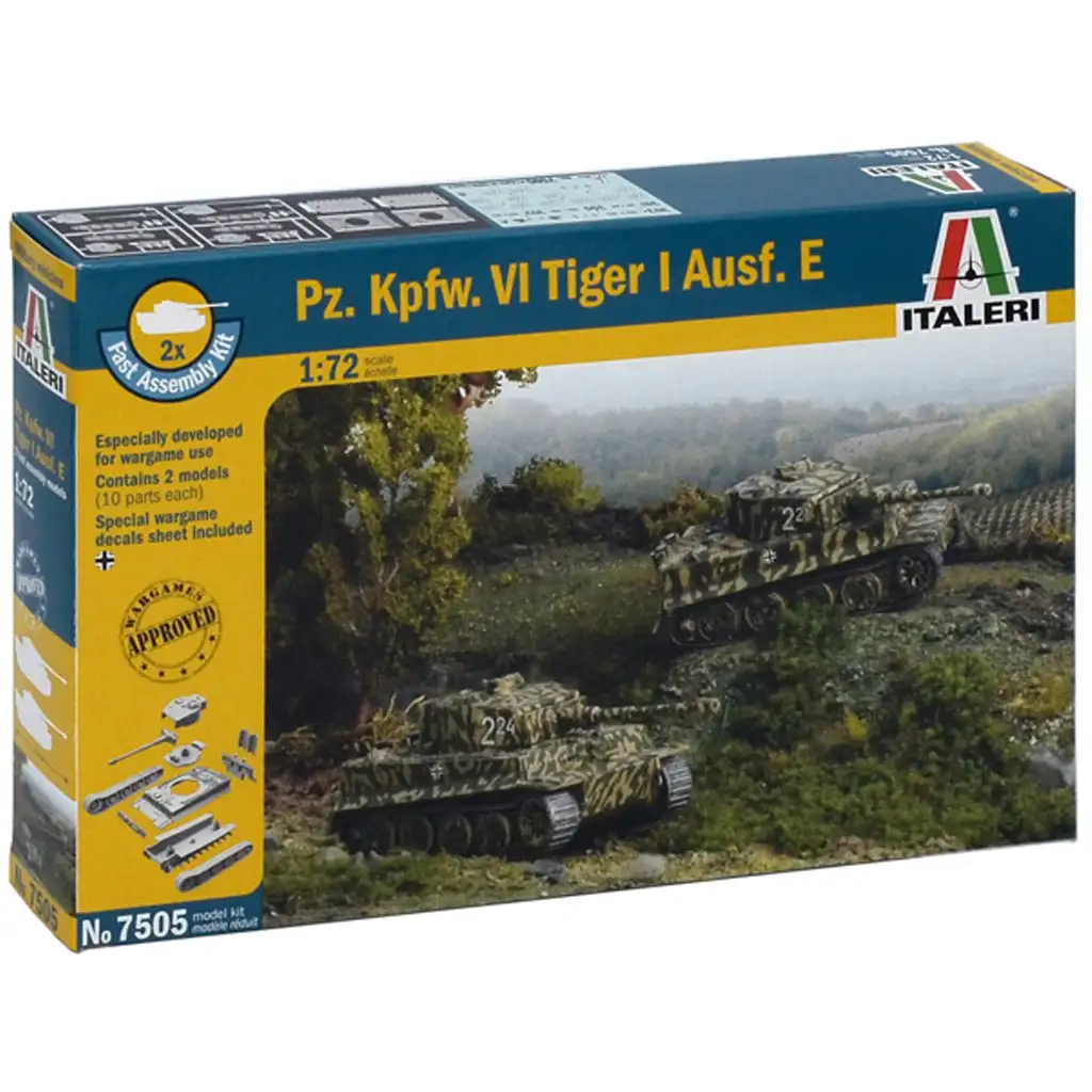 Italeri 1/72 Pz. Kpfw. VI Tiger I Ausf. E Tigris tank 2db-os makett szett kép 1