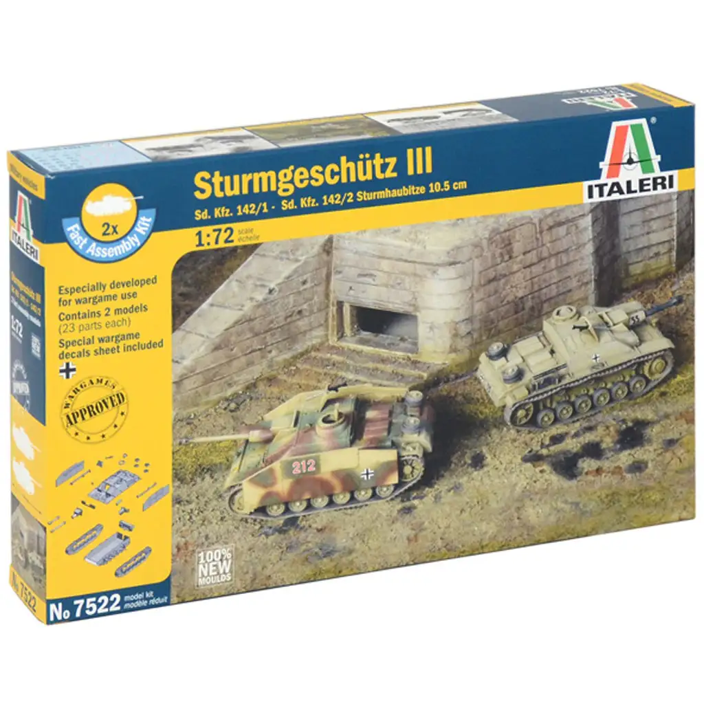Italeri 1/72 Sturmgeschütz III rohamlöveg 2db-os makett szett kép 1