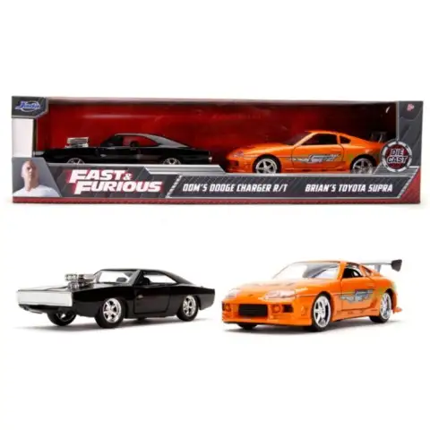 Halálos iramban: Twin Pack Dodge Charger R/T és Toyota Supra fém járgányok dupla csomag 1/32 - Simba Toys kép 1