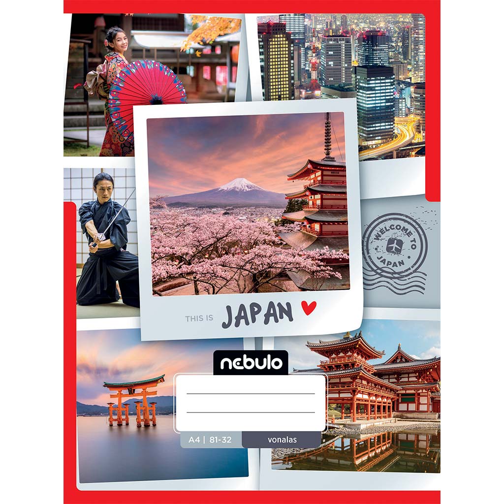 Nebulo: Tűzött vonalas Japán mintás füzet 81-32 A/4 kép 1