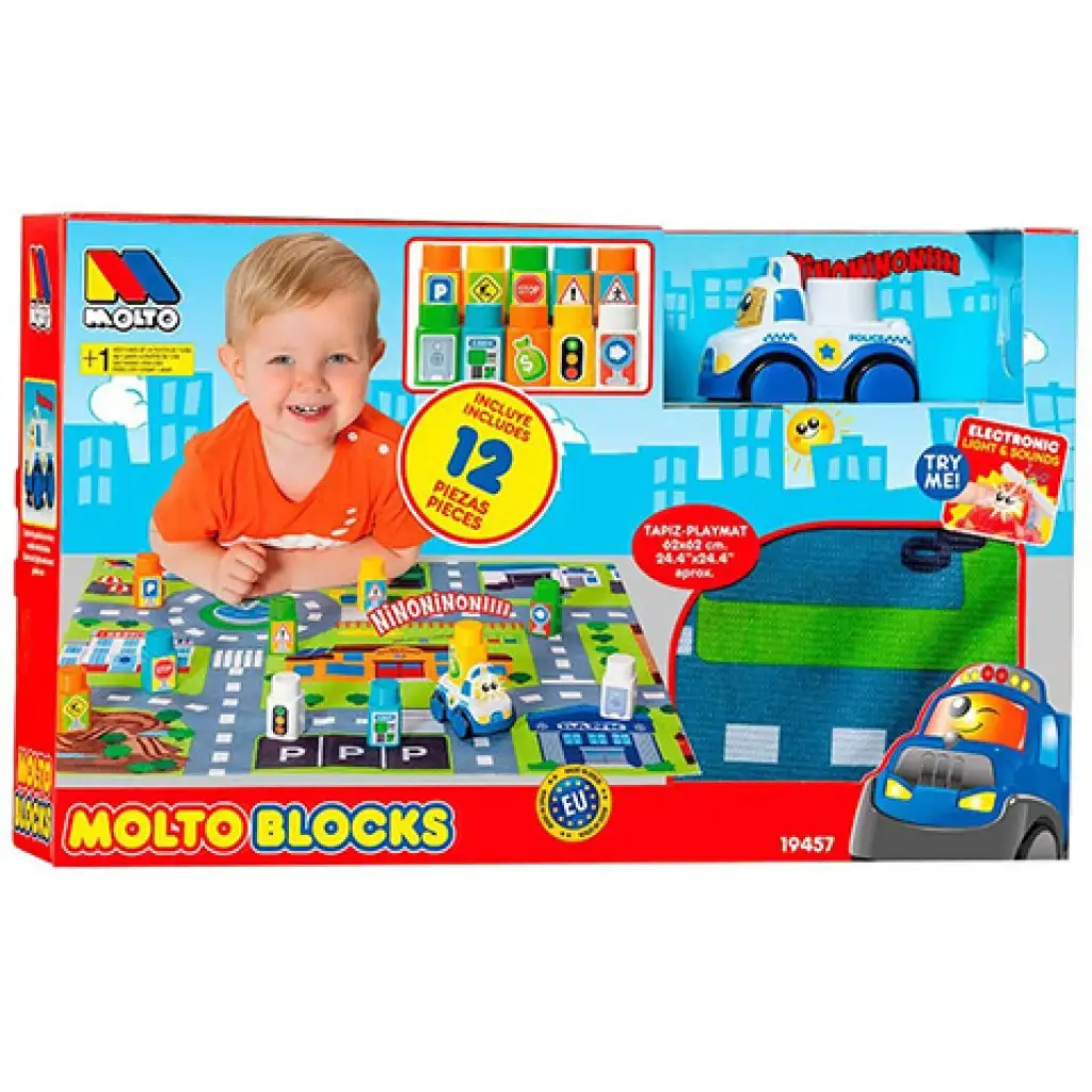 Molto: Játszószőnyeg építőkockákkal 12db-os 62x62cm kép 1