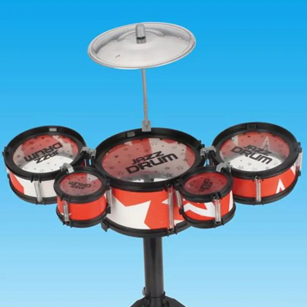 Jazz Drum állványos 6 részes piros játék dobfelszerelés kép 2