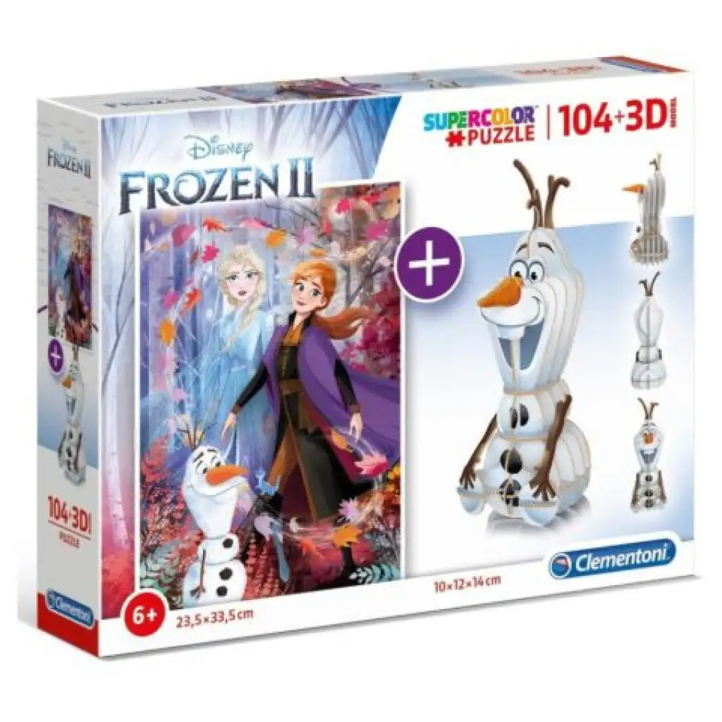 Clementoni: Disney Jégvarázs 2 az 1-ben 104db-os puzzle és Olaf modell kép 1