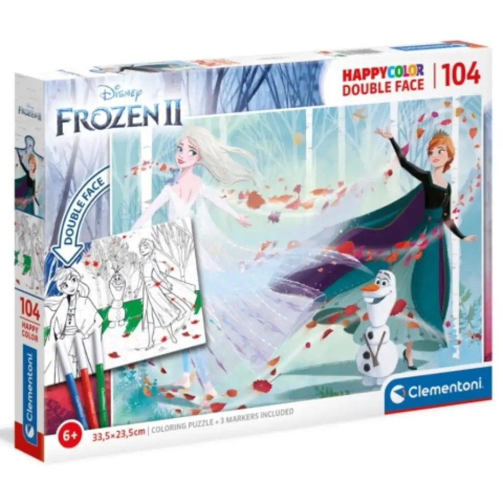 Jégvarázs II. Double 2 az 1-ben 104db-os színezhető kétoldalas puzzle - Clementoni kép 1