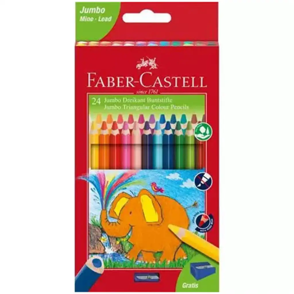 Faber-Castell: Jumbo 24db-os háromszögletű színes ceruza szett hegyezővel kép 1