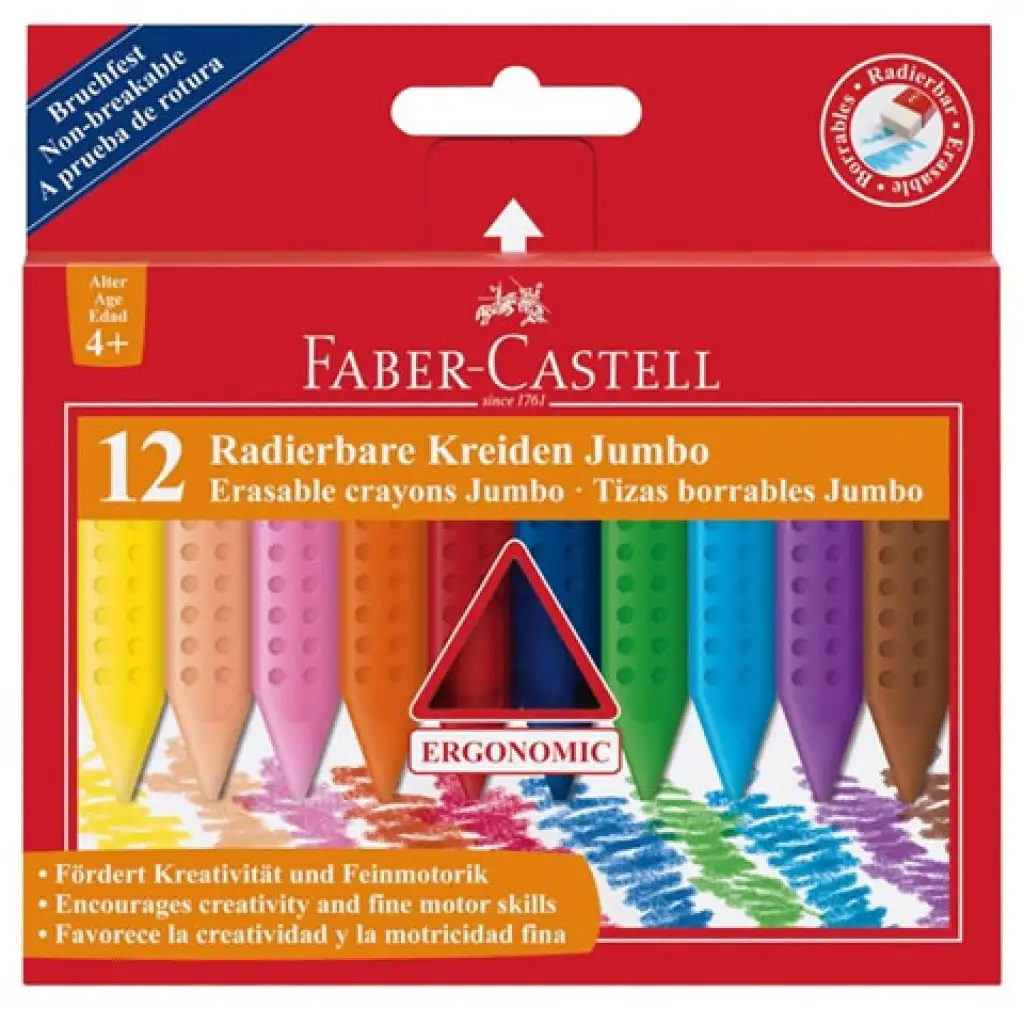 Radírozható Jumbo zsírkréta 12db-os szett - Faber-Castell kép 1
