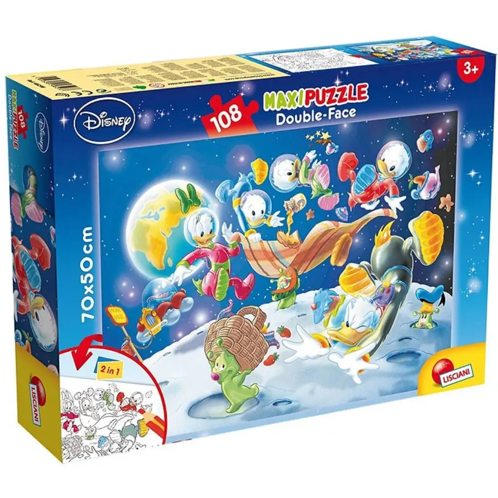 Kacsamesék: Donald az űrben 2 az 1-ben 108db-os puzzle és színező 70x50cm - Lisciani kép 1