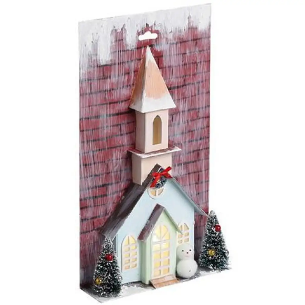 Stop & Look: Karácsonyi papír templom fénnyel 17x5x30cm kép 1