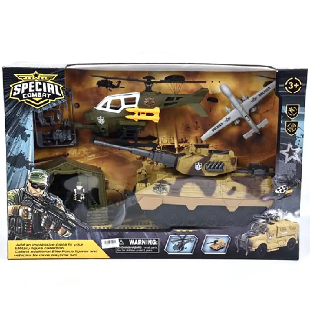 Special Combat katonai bázis harci járművekkel játékszett kép 1