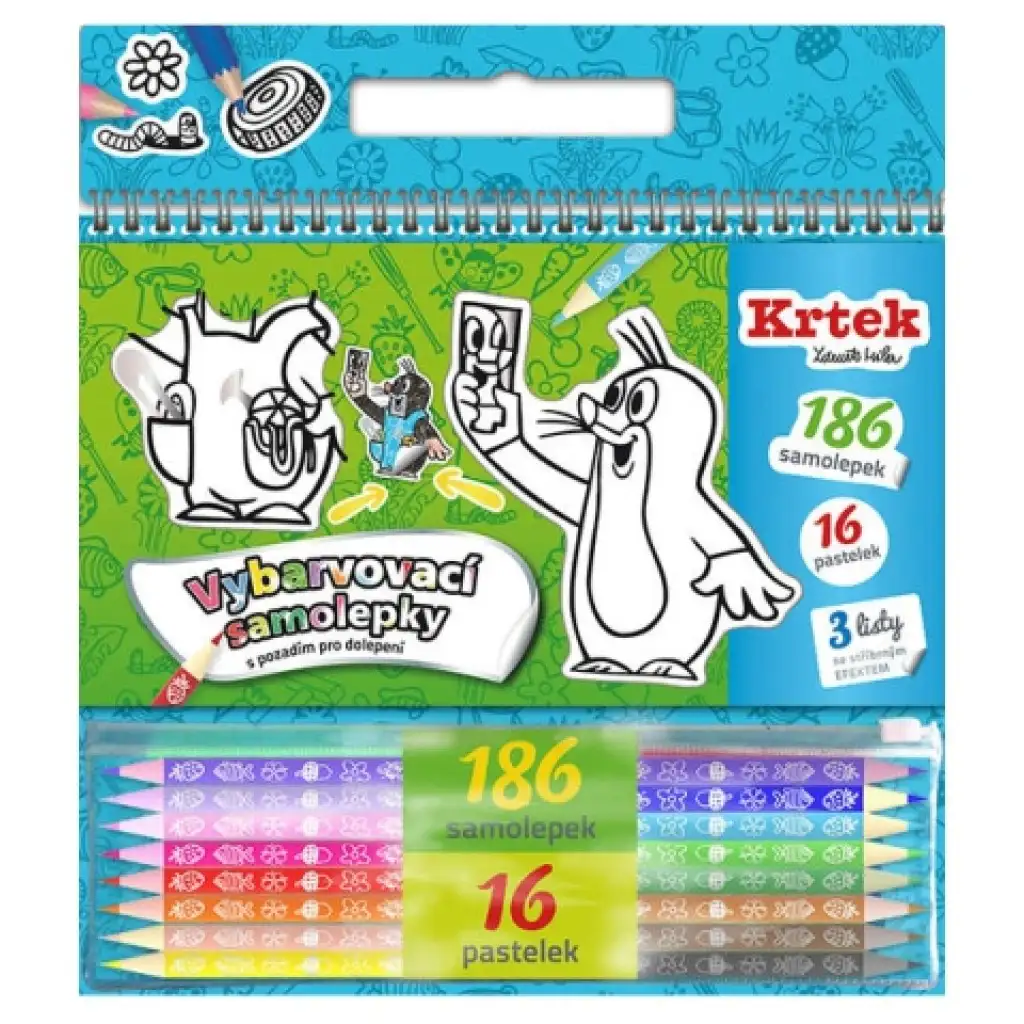 Kisvakond színezhető matrica szett 186db-os 16 db színes ceruzával kép 1
