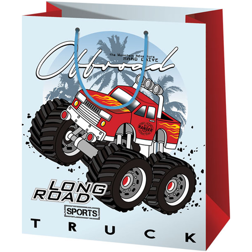 Cardex: Monster Truck autós piros-fehér közepes méretű ajándéktáska 17,8x10x23cm kép 1