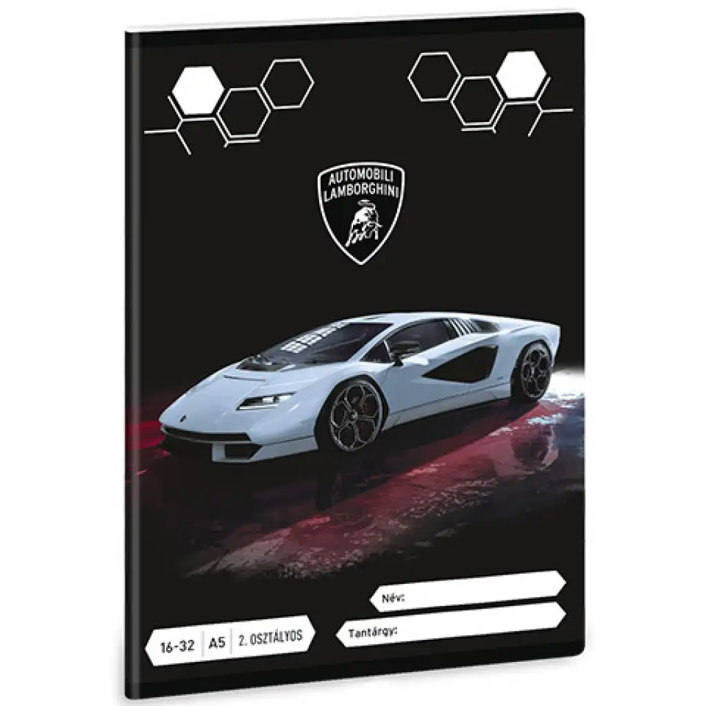 Ars Una: Lamborghini szürke 2.osztályos vonalas füzet A/5 16-32 kép 1